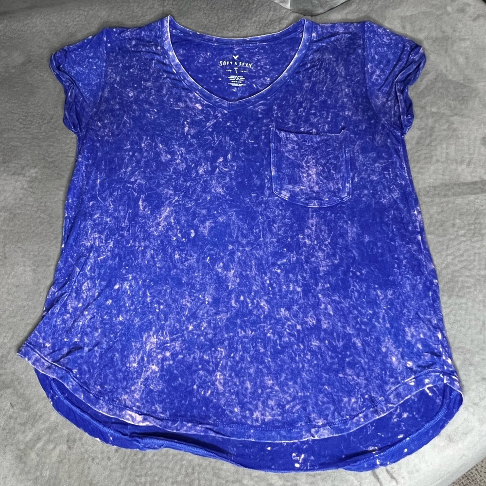 American Eagle Blue Tie Dye Washed Shirt
